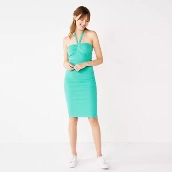 Nine West Teal Halter Maxi Dress |Flowy Summer Vacation & Wedding Guest Look - Picture 2 of 9